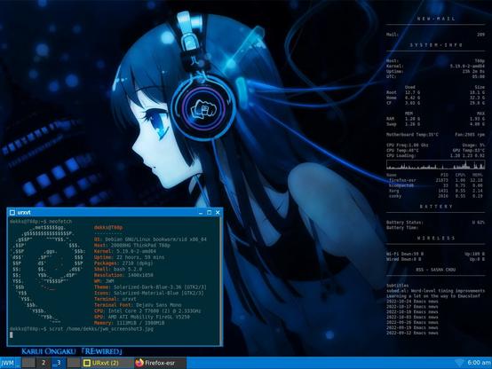 JWM screenshot  blue bg solarized theme