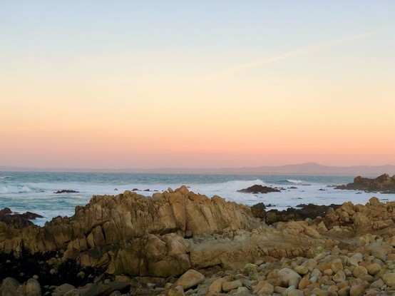 Sunset over Monterey, California during a King Tide.