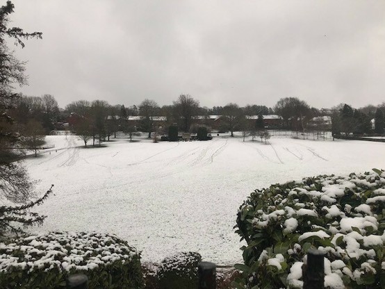 A local park, an hour after journey-makers walked through the snow, on their way to work and school.