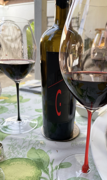 Rotweingläser halb gefüllt mit einem super Rotwein aus Italien
