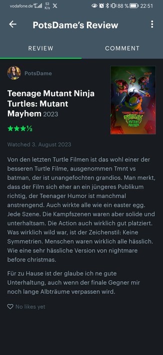 Filmbewertung TMNT