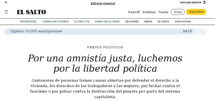 Amnistía justa, justa Amnistía
Titulares El Salto 2023 Sept.24