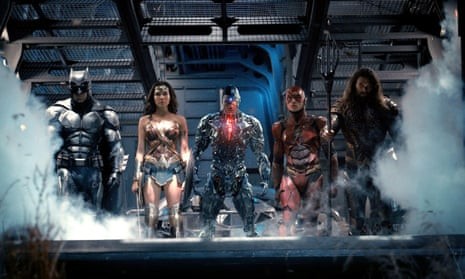 De-Snydered … Ben Affleck, Gal Gadot, Ray Fisher, Ezra Miller and Jason Momoa in 2017’s Justic League. Photograph: Warner Bros./Clay Enos/Allstar