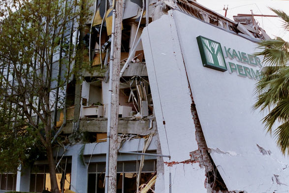 A nearly collapsed medical clinic in Granada Hills