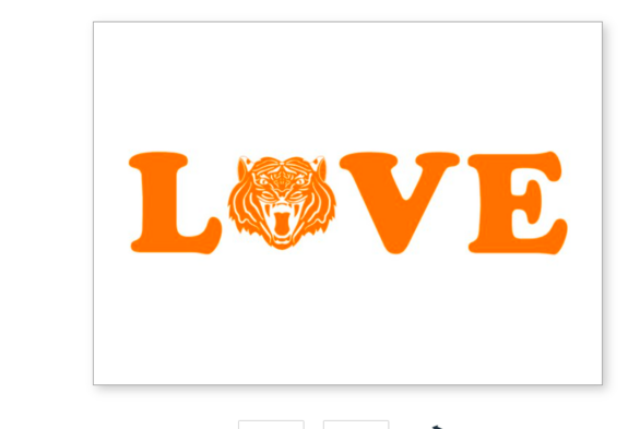Love is shown in orange with a tiger mascot head as the letter "o."
