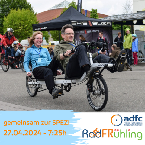 Bild von 2 Personen auf einem  Liegeradtandem  - Spezialradmesse SPEZI