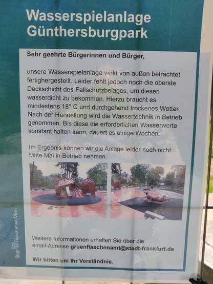 Schreiben am Bauzaun. Tenor: zur Fertigstellung braucht man für eine längere Zeit Temperaturen über 18°C