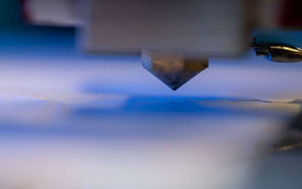 [ImageSource: University of Oregon]

Melt electrowriting is a new 3D printing technique developed by Paul Dalton.

Paul Dalton's lab specializes in intricate, novel forms of 3D printing. His team's signature development is a technique called melt electrowriting, which allows relatively large objects to be 3D printed at very fine resolution. Using that technique, the team has printed mesh scaffolds that could be used for various kinds of biomedical implants.

Such implants could be used for applications as diverse as new wound-healing technology, artificial blood vessels or structures to help regenerate nerves.