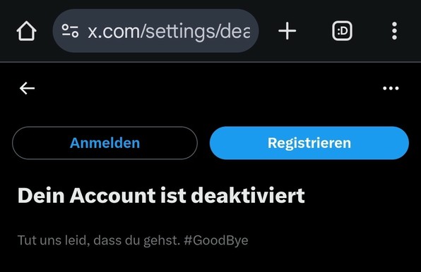 Twitter Account deaktiviert
