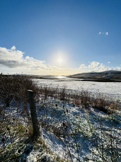“The snow had begun in the gloaming, And busily all the night Had been heaping field and highway With a silence deep and white. Every pine and fir and hemlock Wore ermine too dear for an earl, And the poorest twig on the elm-tree Was ridged inch deep with pearl.” From ‘First Snow’ by Mary Oliver. Not quite so deeply heaped here but still and soft and lovely.
