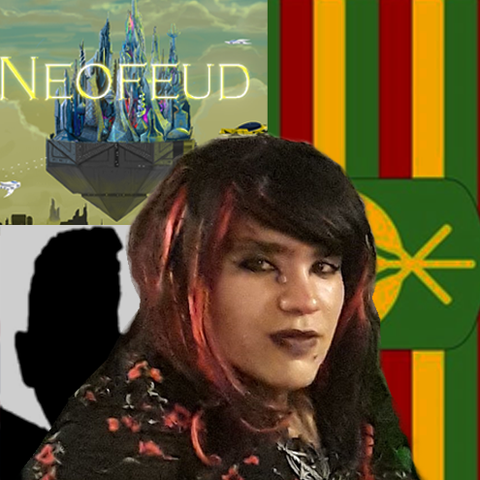 Silver Spook head with Neofeud and Hawaiian flag behind