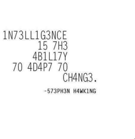 1N73LL1G3NCE

15 7H3

4B1L17Y

70 4D4P7 70

CH4NG3.

-573PH3N HAWKING