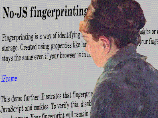 triapul Ema is looking at a No-JS fingerprinting website in links2