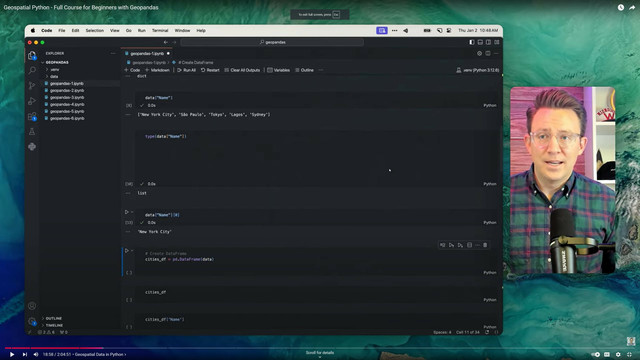 screen shot - video - GeoPandas course