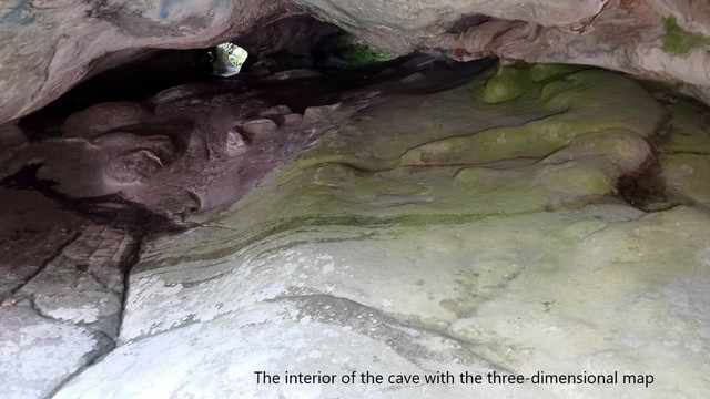 photo - the interior of the cave with the 3D map / model