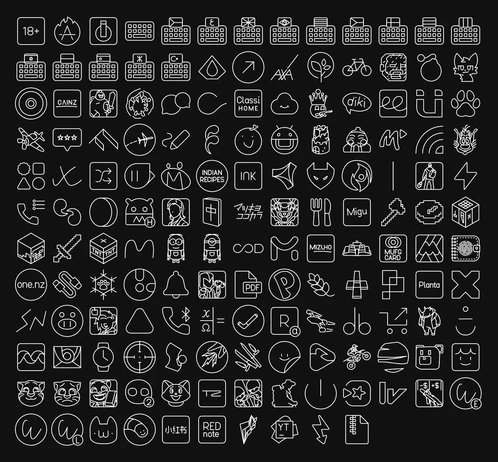 A screenshot showing all the new icons in Arcticons 12.2.0