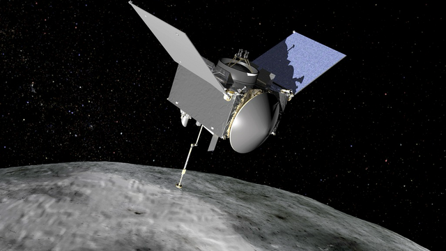 Osiris-Rex im Anflug auf den Kometen Bennu (Künstlerische Darstellung)