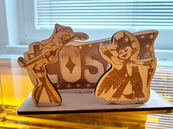 Wooden standee of scene from Hazbin Hotel, Loser Baby