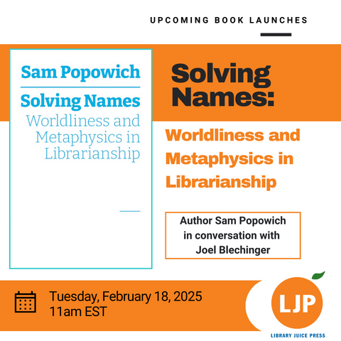 Book launch for Solving Names, Tuesday, Feb. 18, 11am Eastern Time