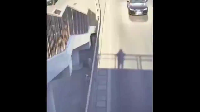 "Playing with your shadow on top a bridge over a highway and avoid your shadow getting hit by a car"