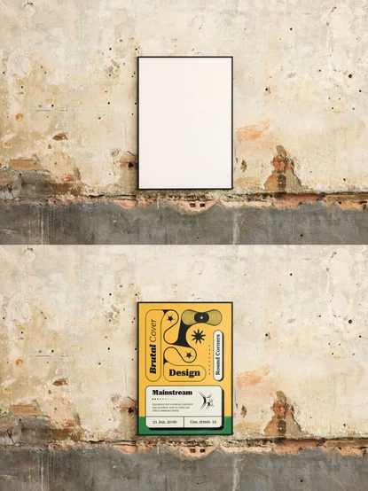 Photoshop Mockup of a Vertical Customizable Poster in a Frame on a Wall by Moixó Studio