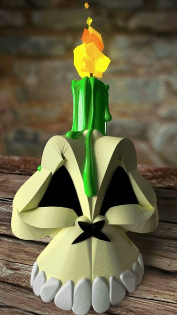 3d Skull and Candle