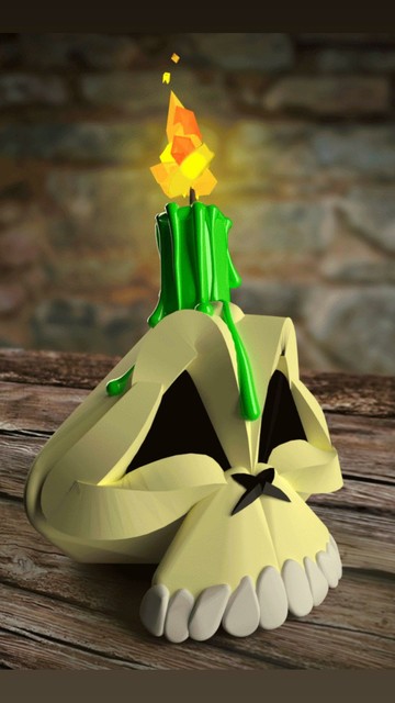 3d Skull and Candle