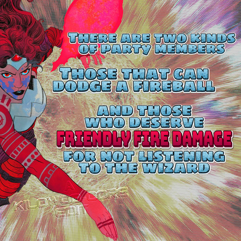 In a comic panel Absolute Wonder Woman, her red eyes wide, rests her ridiculously large sword on her shoulder and says, "You mean we can eat the rich?!" A caption reads "A Kilowog-core Edit".