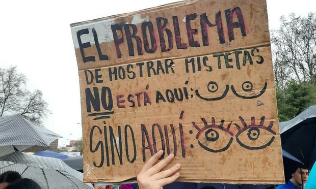 Pancarta de la manifestación del 8M en Madrid sobre la libertad sexual de las mujeres (Alba Rodríguez Morales)