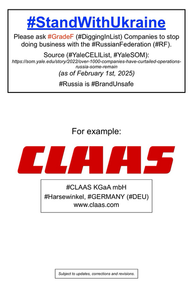Logo and company information for CLAAS KGaA mbH (Harsewinkel, Germany).