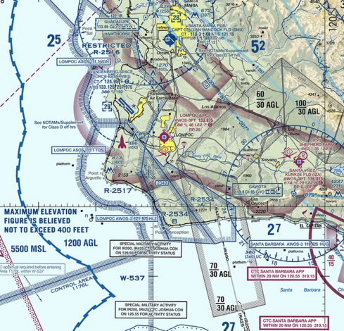 Flight chart near Vandenberg AFB