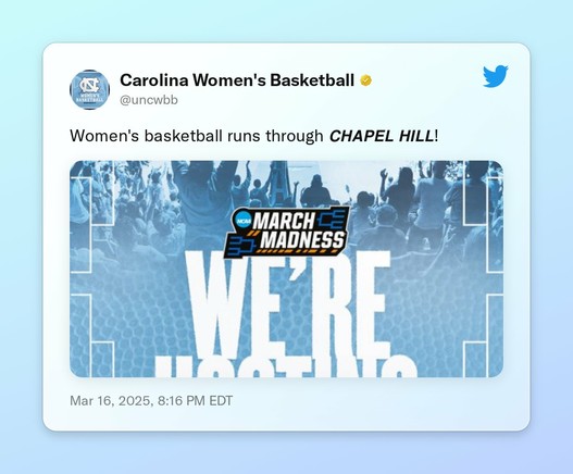 Women's basketball runs through 𝘾𝙃𝘼𝙋𝙀𝙇 𝙃𝙄𝙇𝙇! https://t.co/xlBtkTiWAa