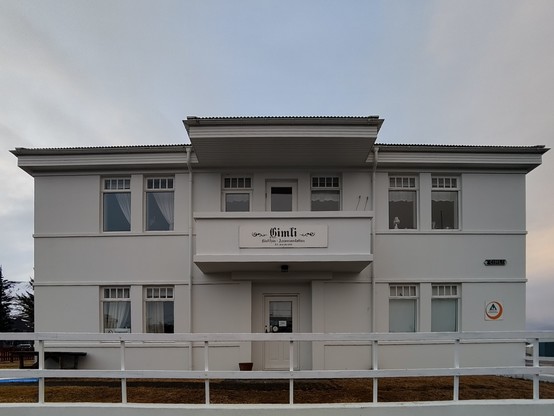 Front Hostel Dalvík with its name plaque Gimli