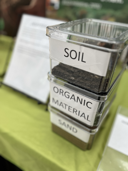 Soil samples on a display table in Edmonton City Hall’s foyer