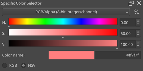 Krita color selection docker.