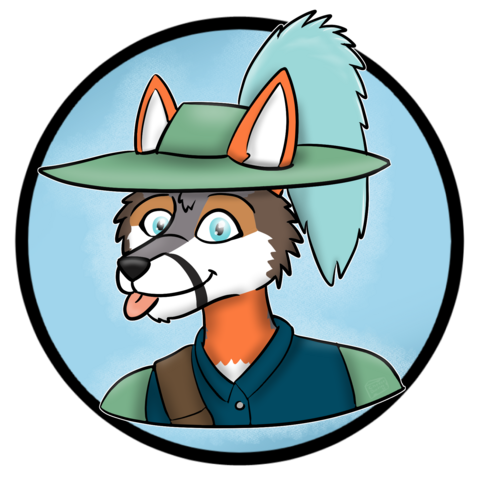 Icon of William Swiftfoot the Grey Fox in hat and outfit, sticking his tounge out at the camera.
