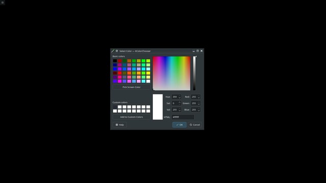 A screenshot of KColorChooser on a black background.