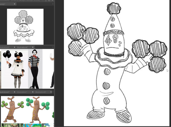 a sketch of the pokemon sudowoodo redesigned to look like a mime/pierrot character