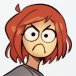 angy cartoon redhead Tara from Nortverse frowning and saying NO with her eyebrows