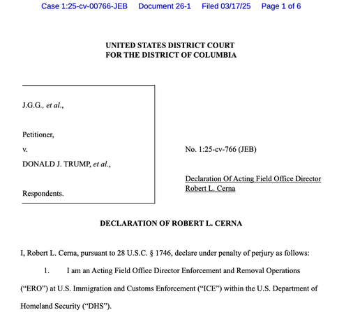 US affidavit saying: "While it is true that many of the TdA members removed under the AEA do not have criminal records in the United States"