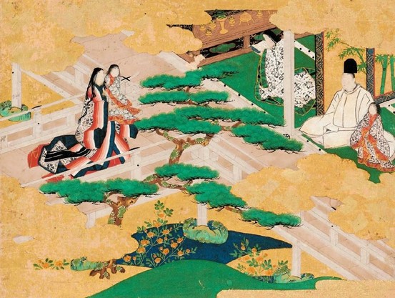 Scrolls depicting life at court, inspired by The Tale of Genji.