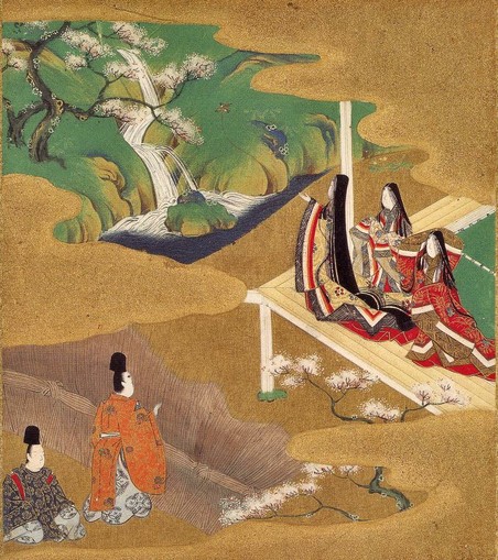 Scrolls depicting life at court, inspired by The Tale of Genji.