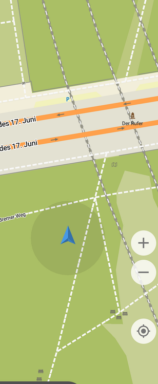 Screenshot einer Karte mit Standort in der Nähe des Brandenburger Tors im Tiergarten