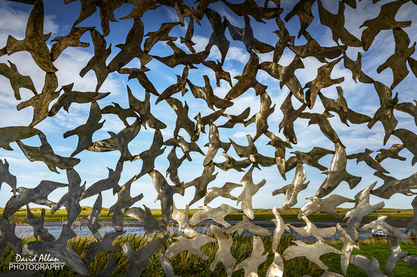 The 'Flock Sphere' sculpture by Rob Mulholland is part of the Amble Sculpture Trail in Northumberland.
Described by the artist as an 'immersive' experience, the spherical installation has an opening to allow you to climb inside and experience a view of the coastal landscape surrounded by gulls!
Quite impressive!