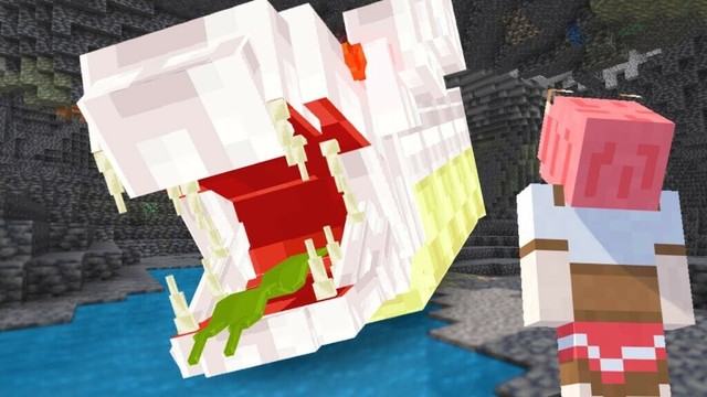 みんなが食べられちゃう！！底なし沼の先に“巨大人喰いヘビ”がいた【マインクラフト】