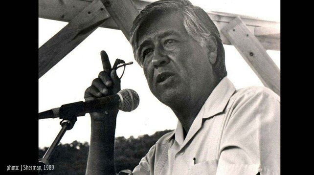 Historic 1989 photo of Cesar Chavez by Jocelyn Sherman