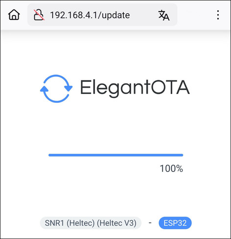 Bildbeschreibung:
Screenshot des Heletc OTA HotSpot nach dem Flashen auf einem Smartphone.
