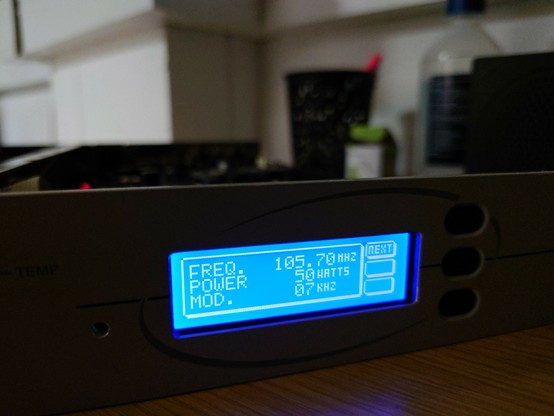 First test with only 19KHz pilot tone present and no programme audio, to check the TX has PLL lock and works at 50W output