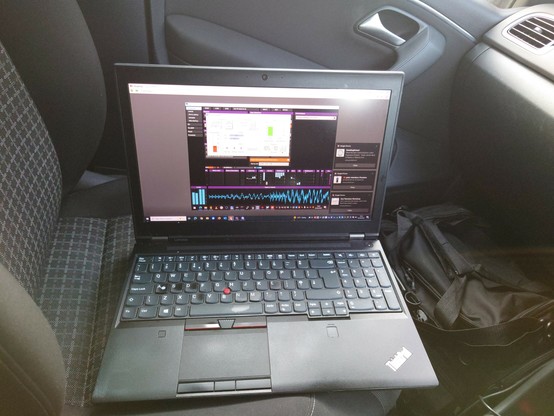 Using the car radio to monitor the audio and checking the TX site PC (I am safely parked up, it would be highly illegal and unsafe to try this whilst driving!)