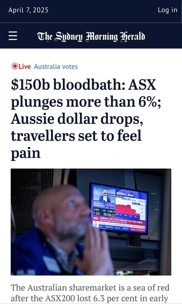 Today, 7th April 2025 news headlined on the SMH.